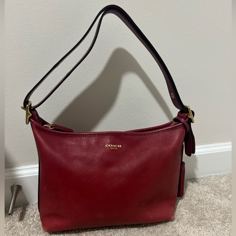 Beautiful Coach Soft Red Leather Shoulder Bag